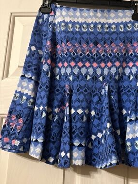 Lily Star Blue Patterned Circle Skirt with Pink & White Accents